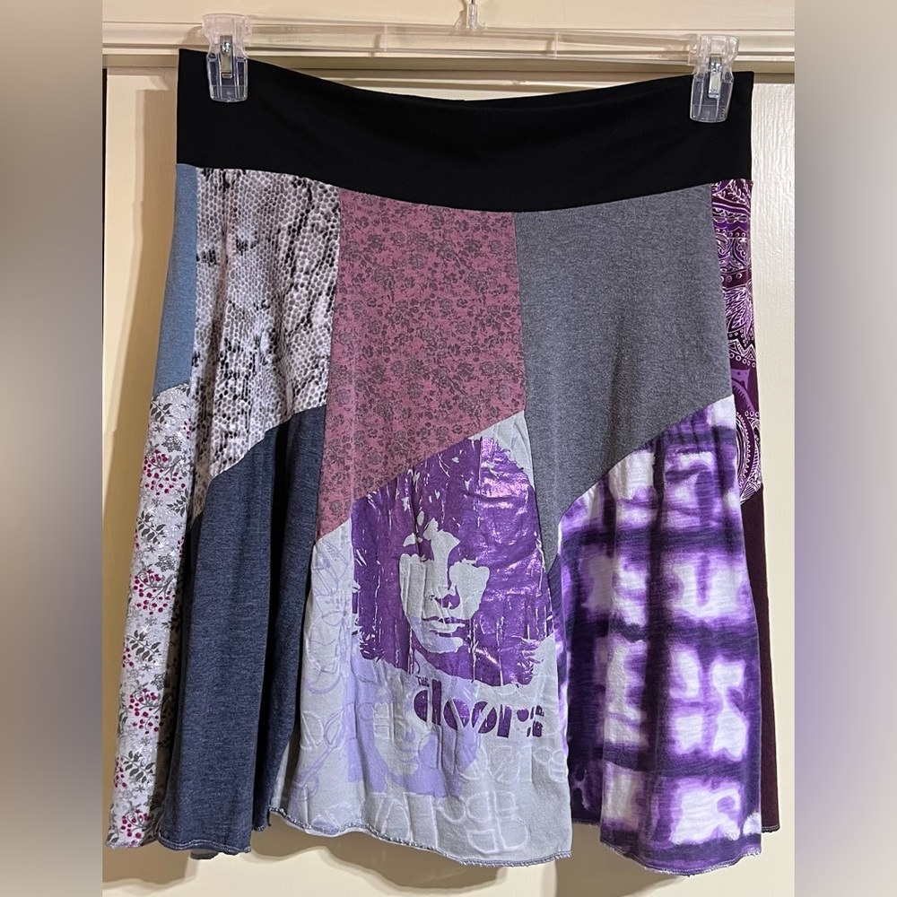Jim Morrison Upcycled T-shirt Skirt OOAK